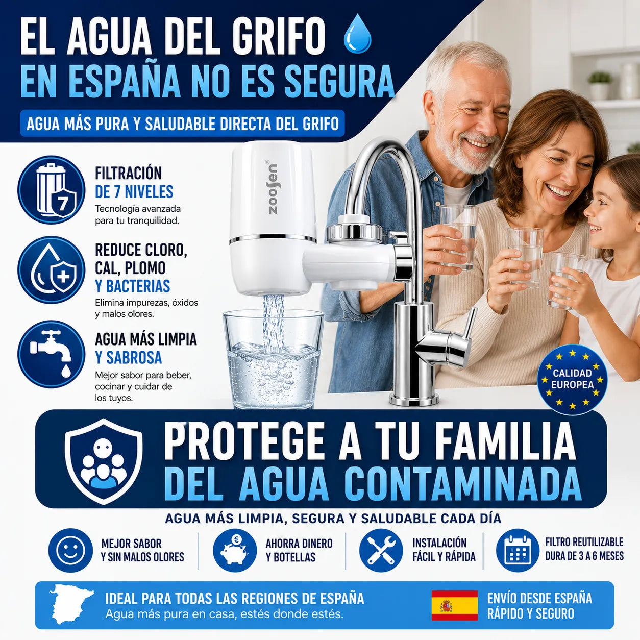 Filtro Purificador de 7 capas de protección (Incluye repuesto de filtro)