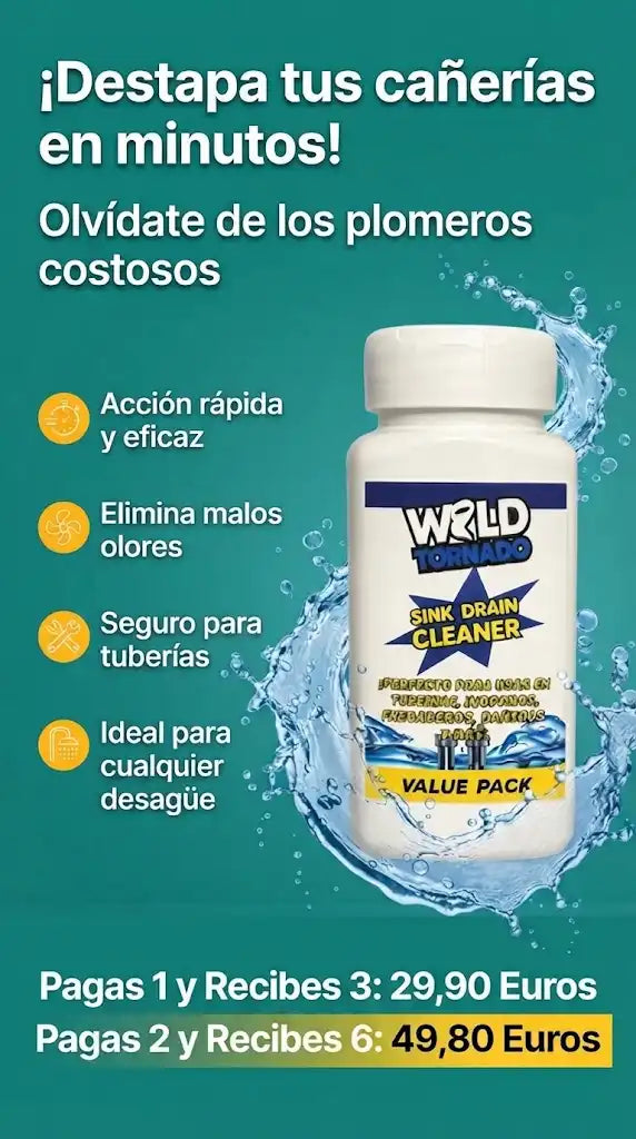 Pack de 3 botes de Wild Tornado / Acción profunda contra atascos, bacterias y malos olores.