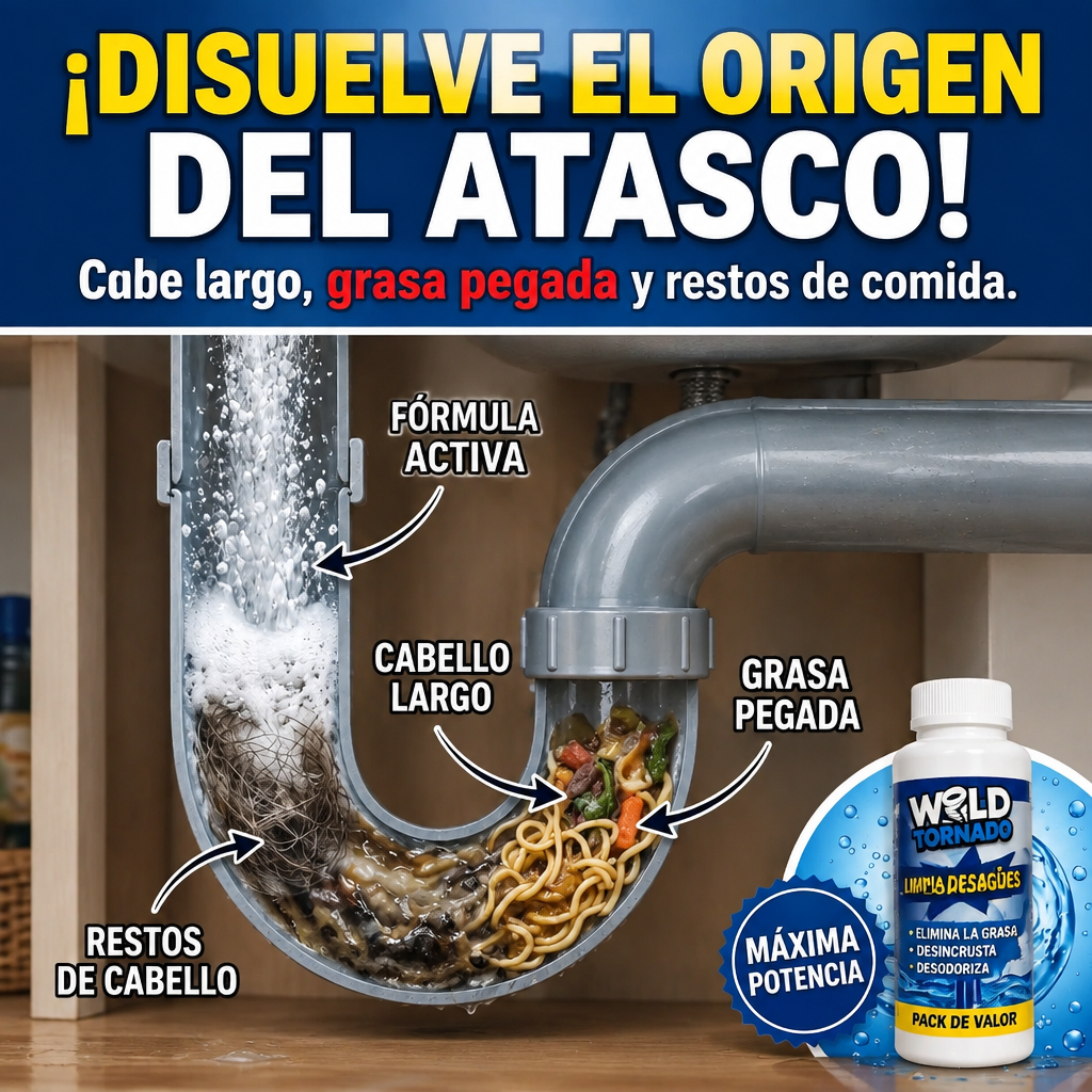 Pack de 3 botes de Wild Tornado / Acción profunda contra atascos, bacterias y malos olores.