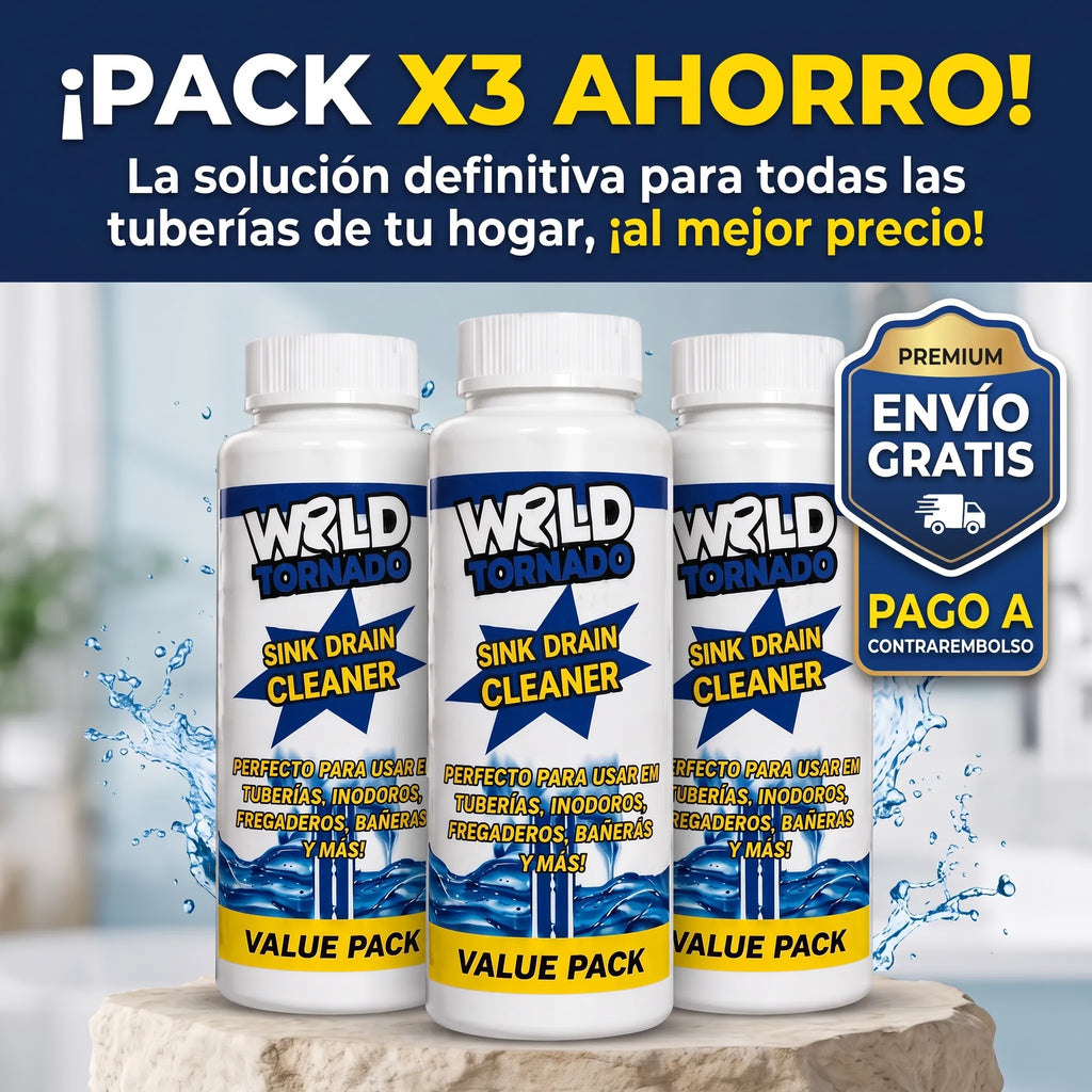 Pack de 3 botes de Wild Tornado / Acción profunda contra atascos, bacterias y malos olores.
