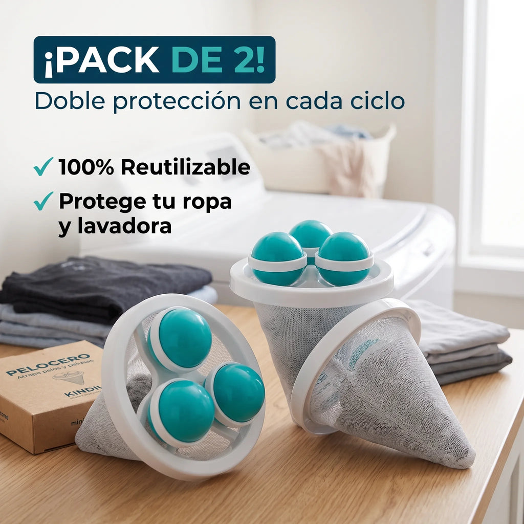Pack de 2 PeloCero - Atrapa pelos y pelusas durante el lavado