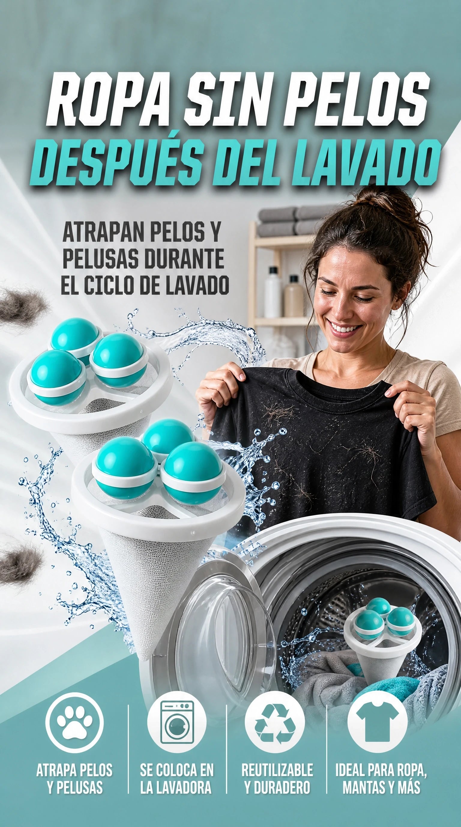 PeloCero-Atrapa pelos y pelusas durante el lavado